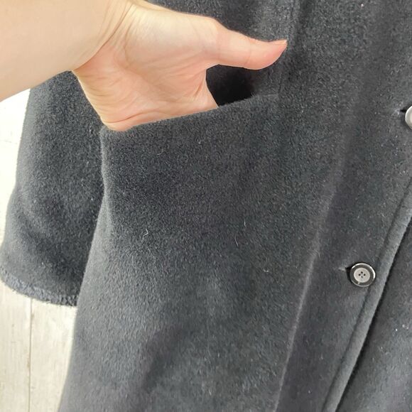 Vintage LL Bean Women’s M Wool Blend Long Trench Coat Black Made In USA - Picture 4 of 11